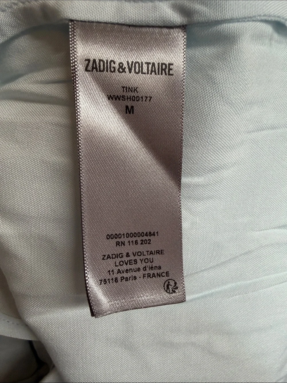 Zadig & Voltaire Pale Blue V-Neck Long-Sleeve Blouse